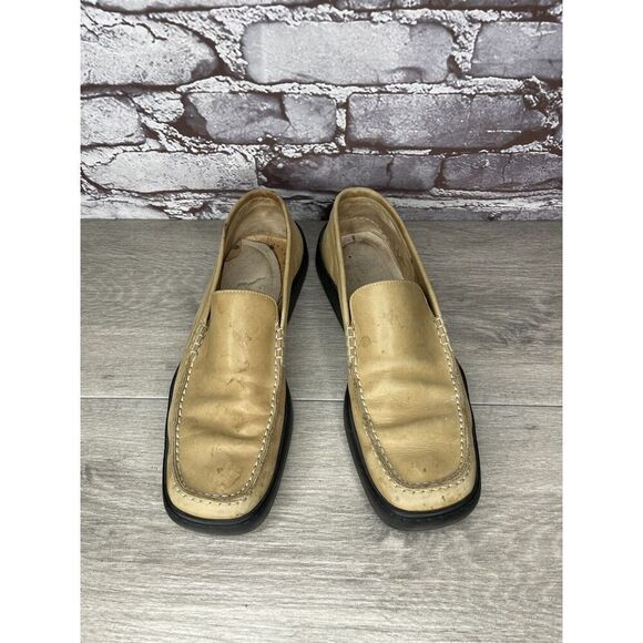 Duccio Del Duca Tan Leather Square Toe Wedge Designer Loafers Women 8.5M US/39EU - Picture 10 of 16